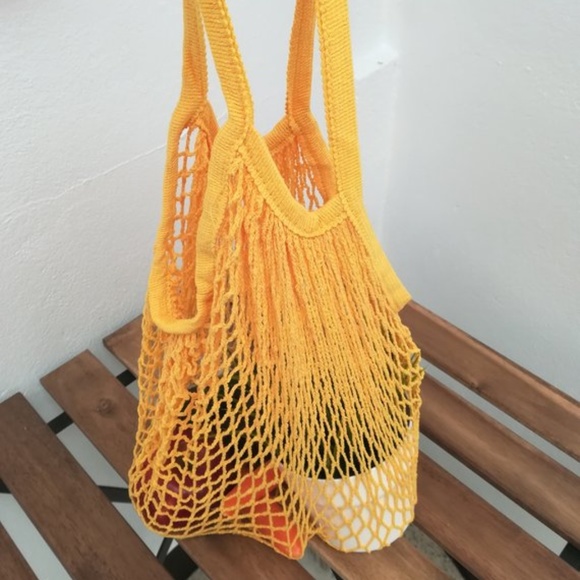 French Cotton Market Net Tote/Bag/Sunflower Yellow - Picture 3 of 7